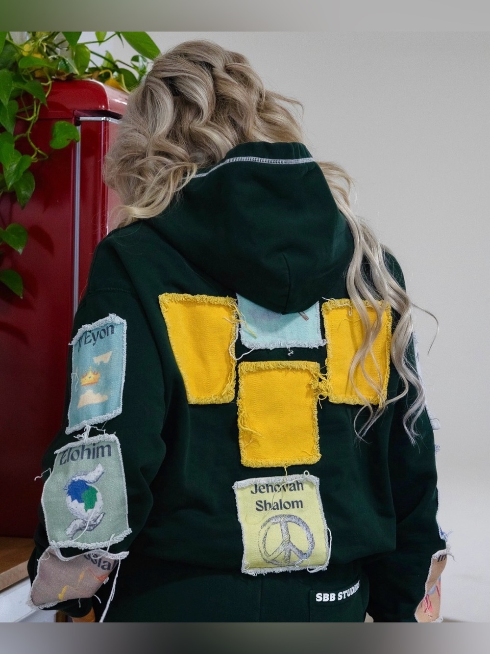 Scary But Beautiful Unisex NAMES OF GOD HOODIE in dark green - Picture 5 of 16